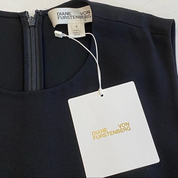 NWT Diane von Furstenberg Black Ruffle-Front Sleeveless Mini Shift Dress… - Picture 7 of 11